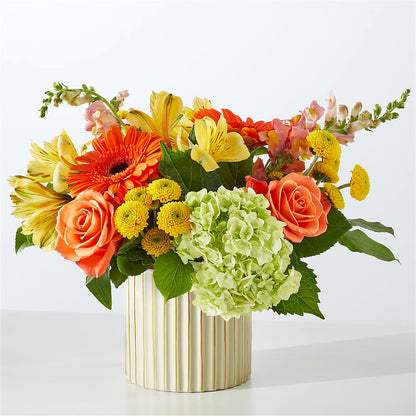 Autumn Sunshine Bouquet with Ivory Vase –  Fleuriste Thalia, Varennes PQ