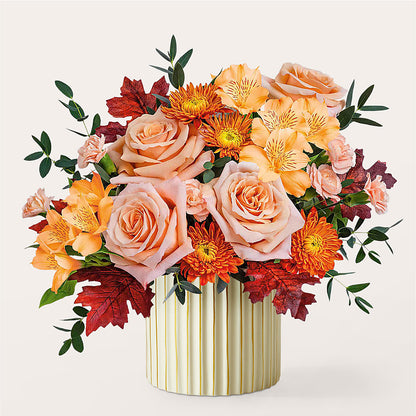 Spiced Latte Bouquet with Ivory Vase –  Fleuriste Thalia, Varennes PQ