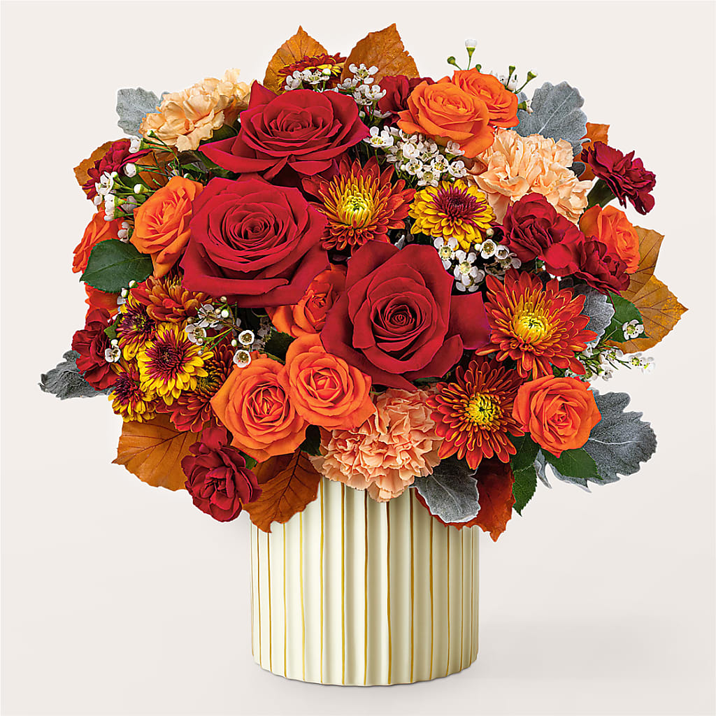 Merlot Bouquet with Ivory Vase –  Fleuriste Thalia, Varennes PQ
