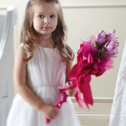 Sparkle Pink Flower Girl Bouquet –  Fleuriste Thalia, Varennes PQ